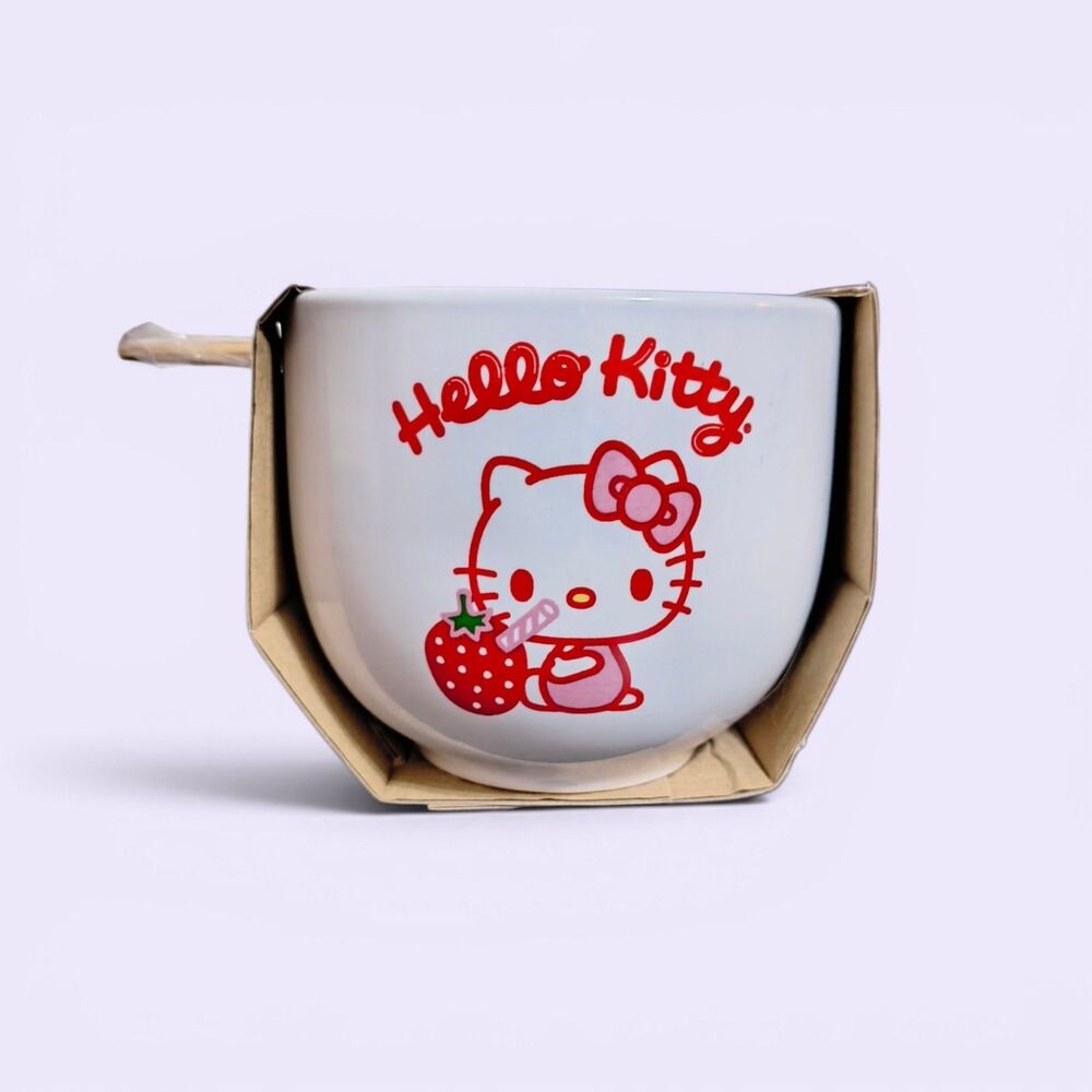 Hello Kitty Ceramic Noodle/Ramen Bowl with Chopsticks